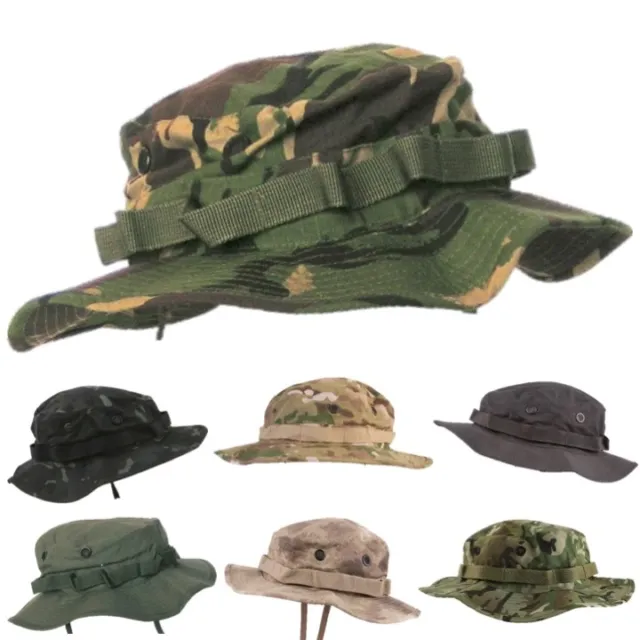 MENS ARMY STYLE BOONIE BUSH HAT CAMOUFLAGE RIPSTOP COTTON Summer FISHING