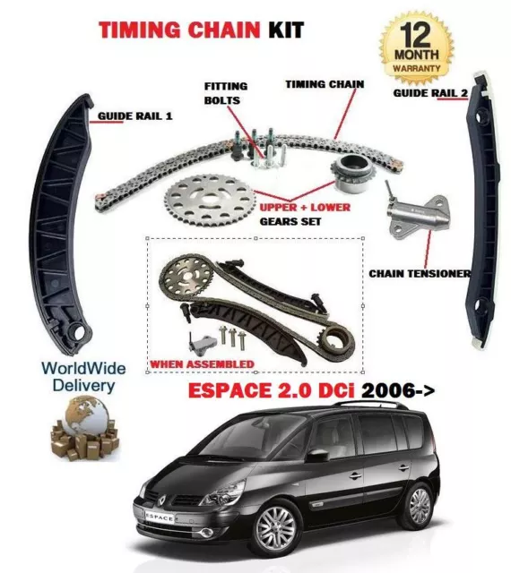 For Renault Espace 2.0 Dci Diesel 2006--> Timing Cam Chain Kit With Gears