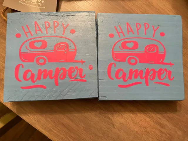 Casa rodante Happy cámper posavasadas para bebidas hechas a mano originales para acampar cocina