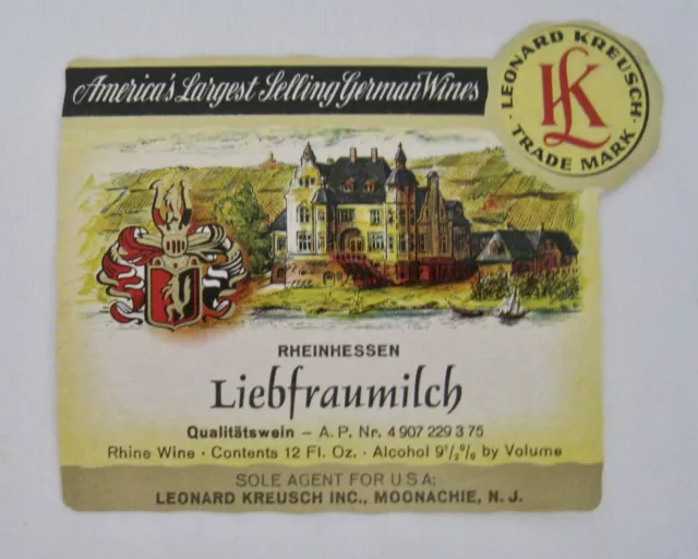 VINTAGE WINE LABEL Rheinhessen Liebfraumilch Germany $4.99 - PicClick