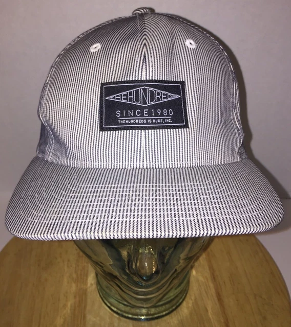 Casquette Snapback THE CENTS - Noir, Blanc, Gris Motif Pinstripe Hypnotique - Échantillon Rare HTF