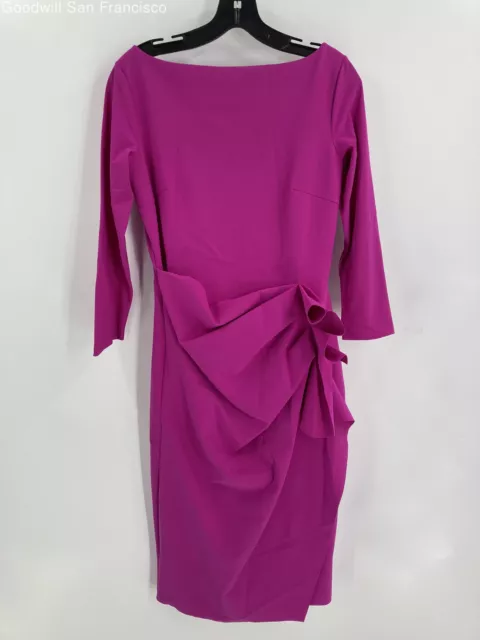 Chiara Boni Womens Pink Italy Boat Neck Long Sleeve Pullover Sheath Dress 46