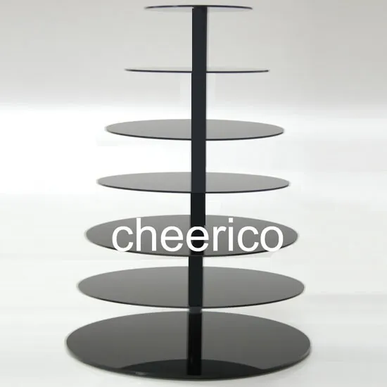 7 Tier Black Round Acrylic Cupcake Stands Cup Cake Stand Cheerico Cupcake Stands