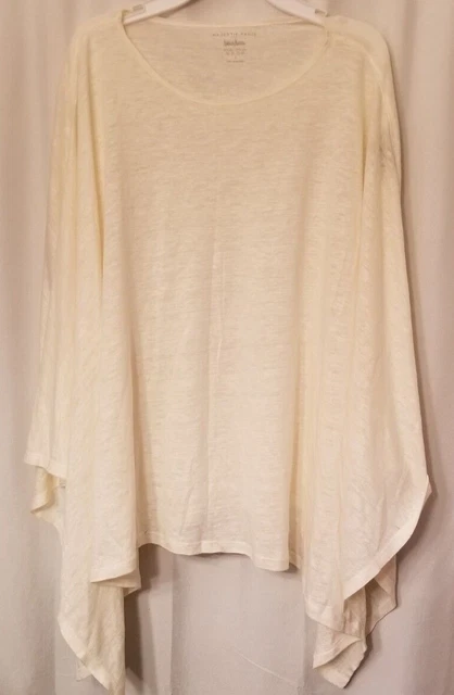 Neiman Marcus Majestic Paris Ivory Linen Blend Women's Poncho Style Overlay Top