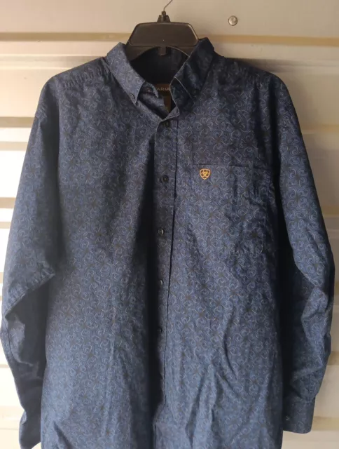 ARIAT MEN'S BLUE Paisley Print Long Sleeve Button-Down Western Shirt ...