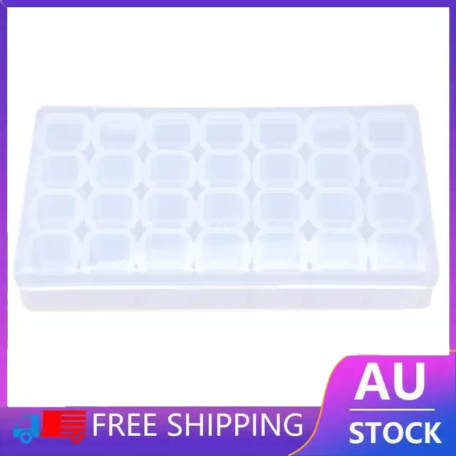 Plastic 28 Slots Clear Nail Tools Jewelry Storage Box Case Organizer Beads