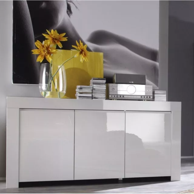 Mobile moderno Buffet Credenza Laccato Lucido Bianco Madia 3 ante modello Amalfi