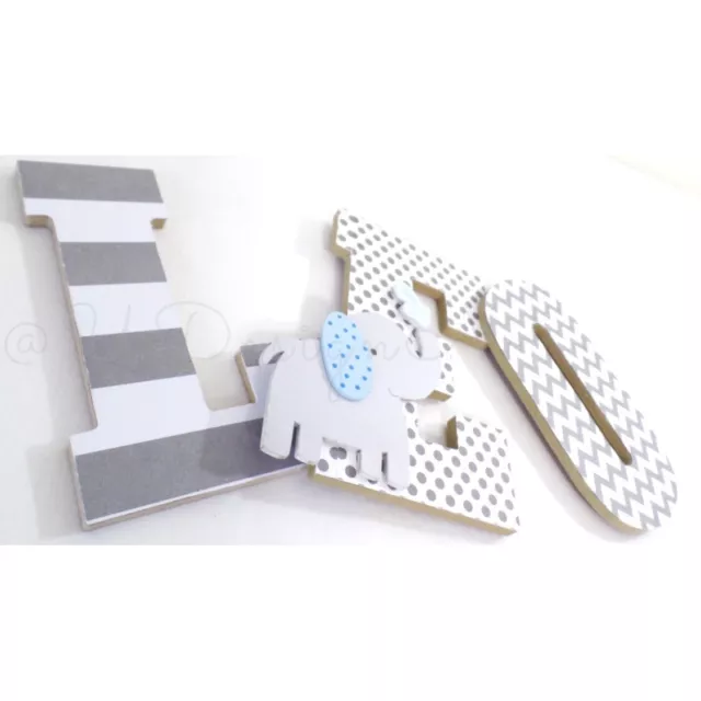 Custom Nursery Letters - Elephant Themed Wooden Letters - Elephant Nursery Decor