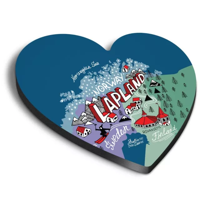 1x Heart Fridge MDF Magnet Lapland Finland Santa Christmas Xmas #58701