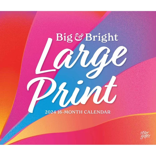 BIG & BRIGHT Large Print 2024 14 x 24 Inch Monthly Deluxe Wall