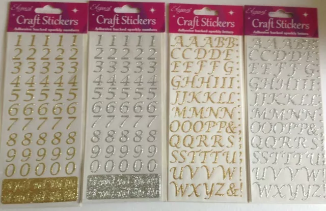 ALPHABET STICKERS x 2 sheets *BLACK with Gold Outline* Capital Letters,  13x10cm
