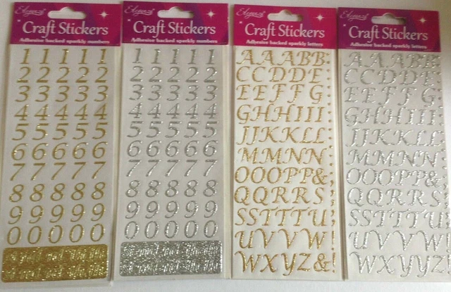 ALPHABET CAPITAL LETTERS Numbers Set Self Adhesive Stickers Styled Gold ...