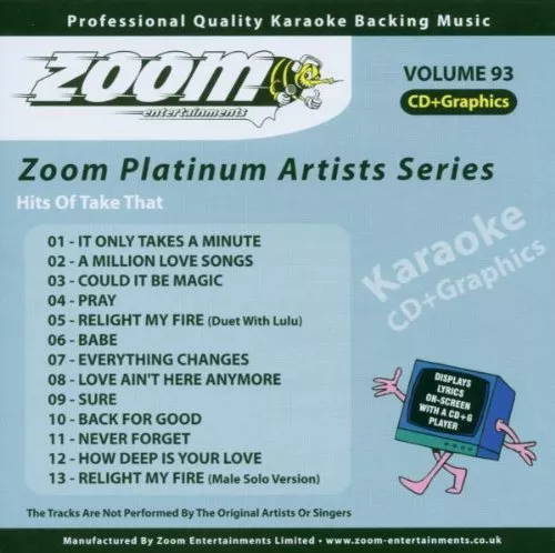 Zoom Karaoke Platinum Artists Vol. 93 CD+G - Hits Of Take That