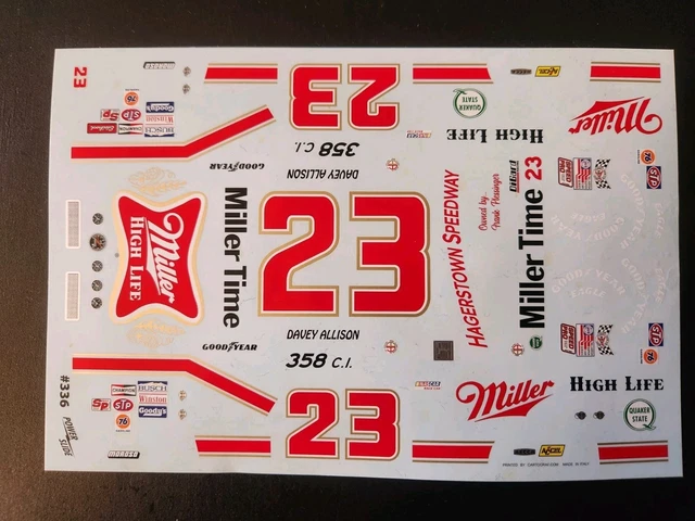 Tim Richmond #0 Hendrick Honda 1/25-1/24 Scale Waterslide Decals – 2012, NASCAR Racing – TRACKSIDE
