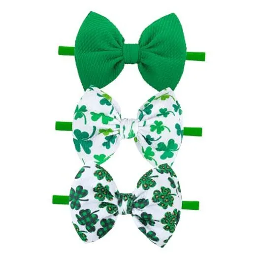 St. Patrick's Day Baby Girl Bows Clover Headbands St. 13-SPD-Green