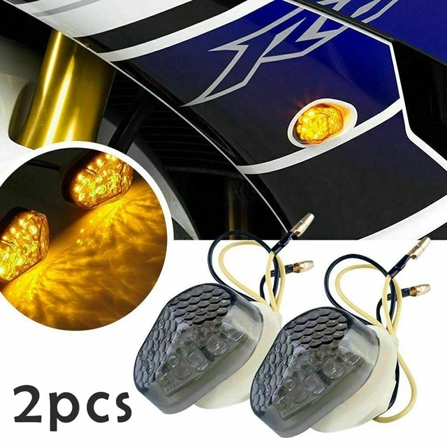 Paar 12V Amber Motorcycle 12LED Flush Mount Turn Signals Indicator Blinker Light