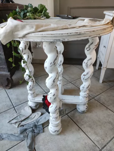 antik  Gründerzeit Säulen Tisch Tischchen  shabby chic alter Beistelltisch