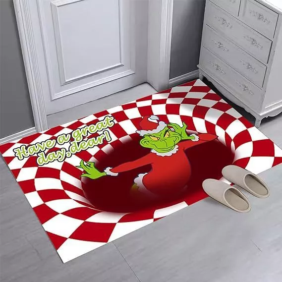 XMAS 3D Illusion Anti-Slip Area Rug Bathroom Mat Carpet Christmas Party Doormat