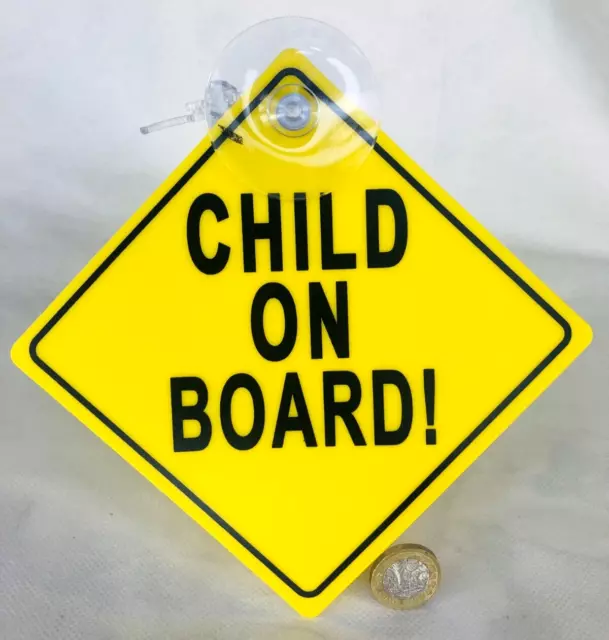 Auto Sicherheitsschild Kind an Bord neu einfach zu montieren gelb hell 12,5 x 12,5 cm dup