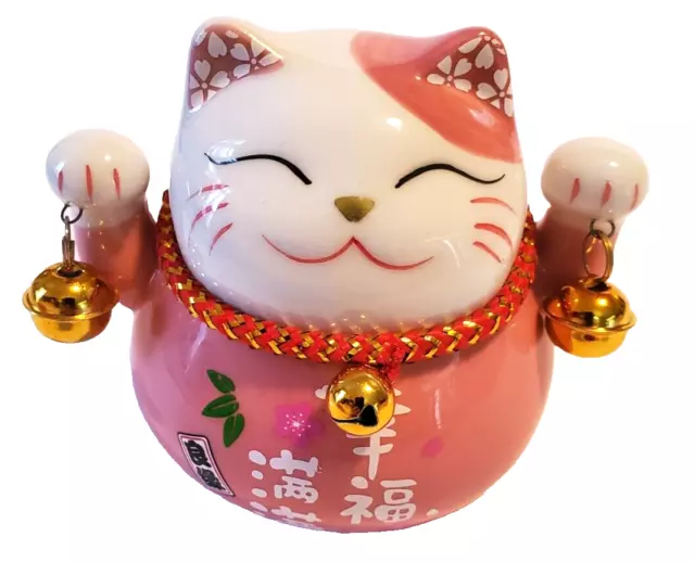 Maneki Neko Good Luck Cat Piggy Bank Feng Shui Coin Money Ceramic Figurine