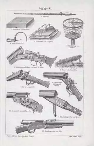 JAGD Jagdgeräte Drilling Fallen Jagdgwehr STICH v. 1908