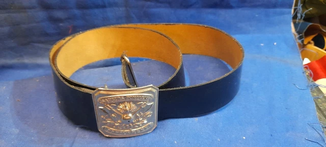 Ceinture En Cuir Ancienne - Taille Environ 80, Noir - Occasion, Style Vintage