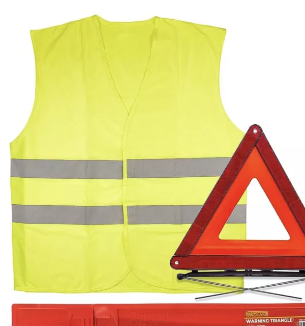 Car Emergency warning triangle & Case High Vis Vest 27R030015 UK EU HOLIDAY PREP