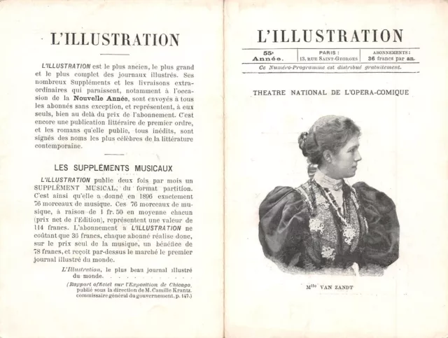 STAR Théâtre National Opéra Comique Mademoiselle VAN ZANDT photo 1897