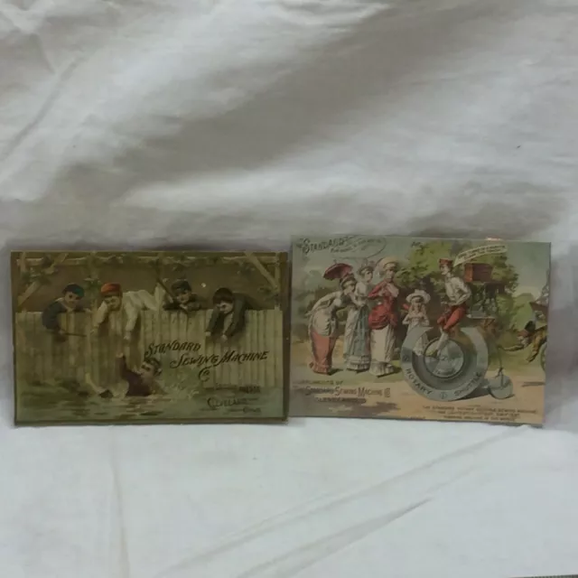 2 Vintage Standard Sewing Machine Co. Advertising Trade Cards Cleveland Ohio