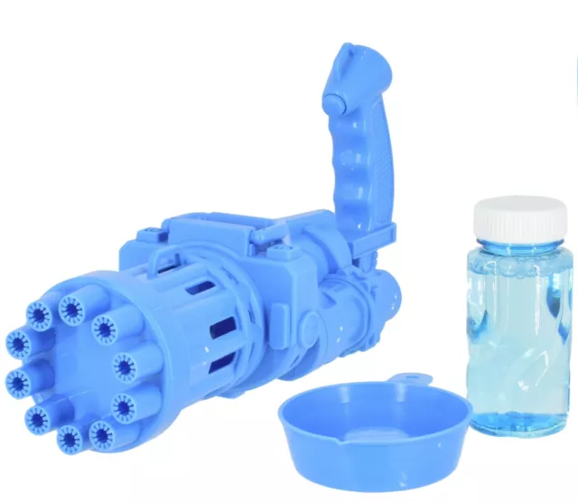 Gatling Bubble Gun With Soap Solution Automatic Bubbles Machine Kids Summer Toys