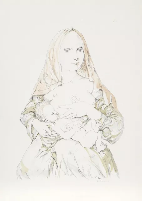 Léonard Tsuguharu Foujita, Stillen Mother, Lithographie, Unterzeichnet IN Tinte