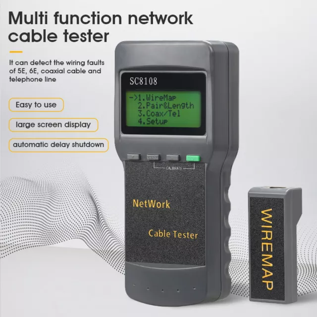 SC8108 Portable LCD Network Tester Meter LAN Phone Cable Tester LCD Display