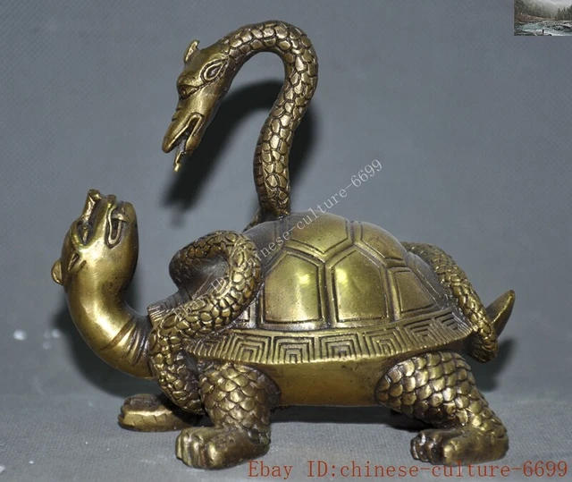 Collect temple brass longevity Beast Dragon turtle lucky Chinese zodiac snake