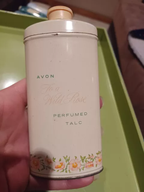 Vintage Tin Avon Perfumed Talc For A Wild rose Full