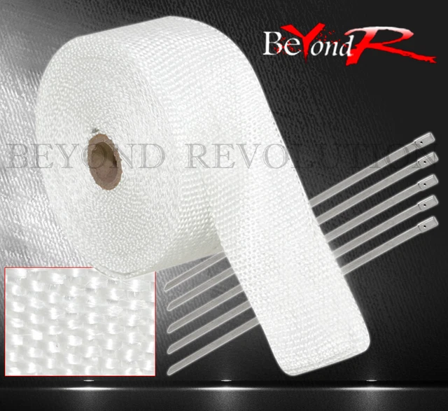 30 Feet Thermal High Heat Shield Wrap Header Intake Turbo+Zip Tie White
