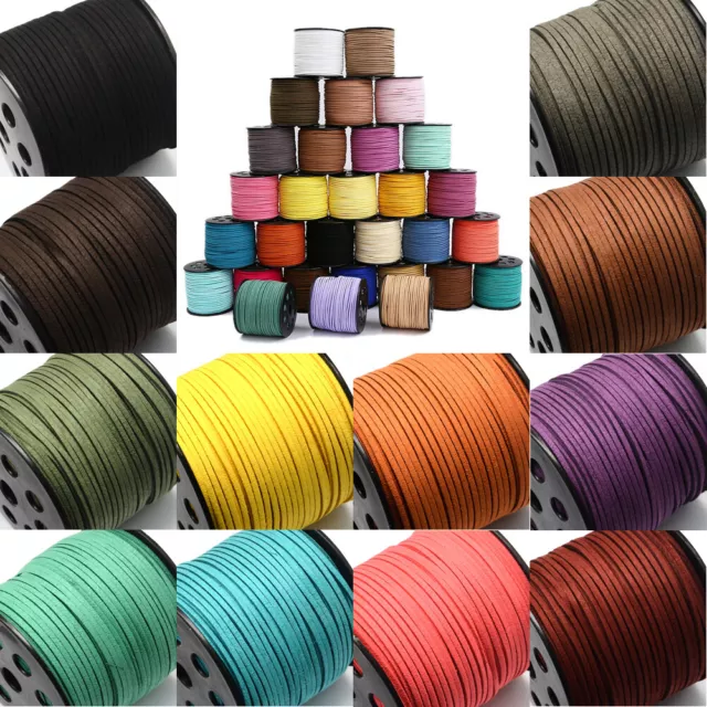 90m/roll Faux Suede Cord String Thread Flat Leather Lace Spool 3.0x1.4mm