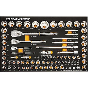 84 Pc. 1/4", 3/8", 1/2" 90-Tooth SAE/Metric Mechanics Tool Set with EVA Foam