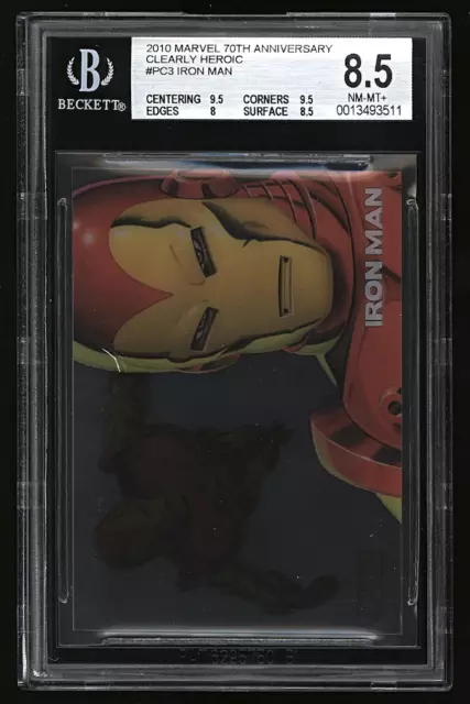 2010 Marvel 70th Anniversary Clearly Heroic #PC3 IRON MAN insert BGS 8.5 POP 2