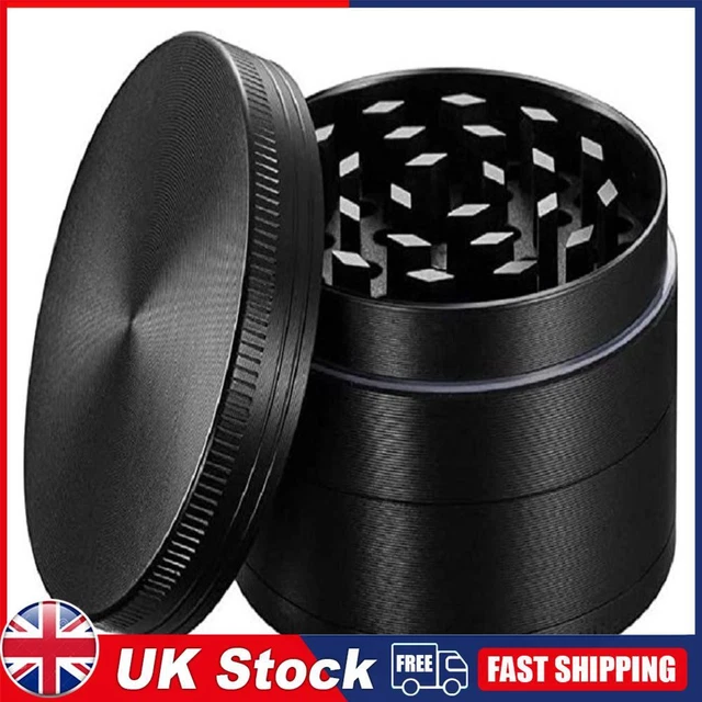 4-layer 40mm zinc alloy flat plate smoke grinder - Black