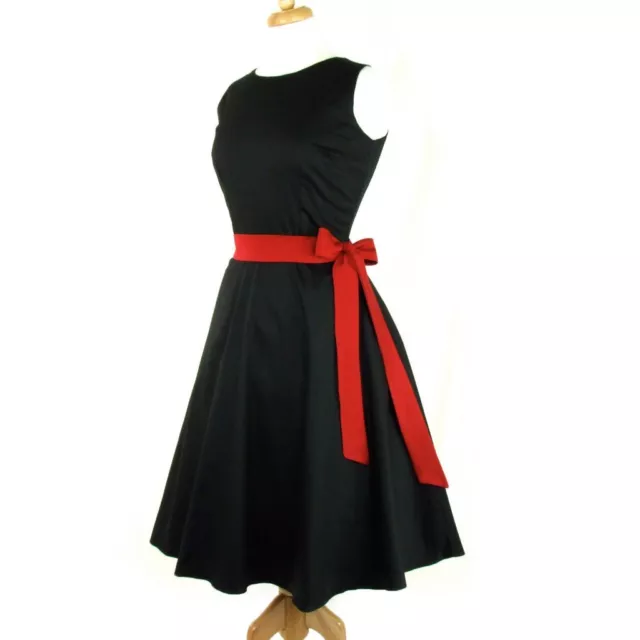 Cute Rockabilly 50s Retro Black Red Bow Swing Dress Vintage Pin Up Fashion