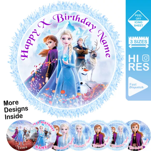 Frozen Anna Elsa Kuchenaufleger Dekoration personalisiert essbar Glasur runder Kreis