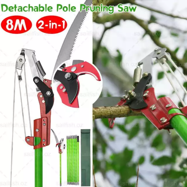 8M/26ft Long Tree Pruner Pole Saws Tree Trimmer Cut Extendable Garden Tools AU
