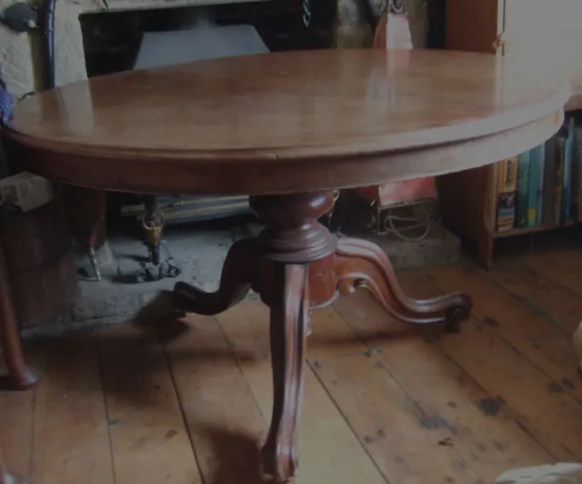 Large Antique Victorian Mahogany Circular Tilt-Top Table