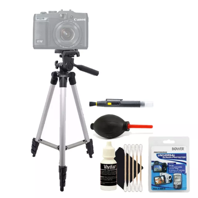 Trípode alto + kit de accesorios de limpieza para Canon PowerShot G5X G3X