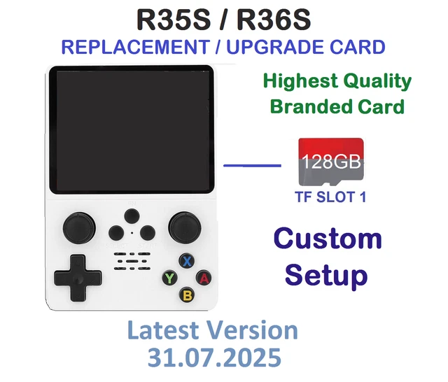 R36S R36H R36 Pro Max Plus R36XX R35S K36 Console SD 128GB Game Card £ ...