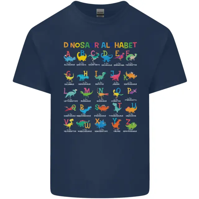 T-shirt top da uomo Dinosaur Alphabet T-Rex divertente in cotone 2