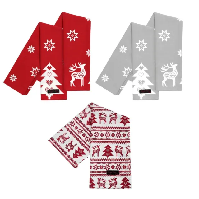 Christmas Cotton Tea Towels, Home Linens,  Pack of 2, choice of festive designs