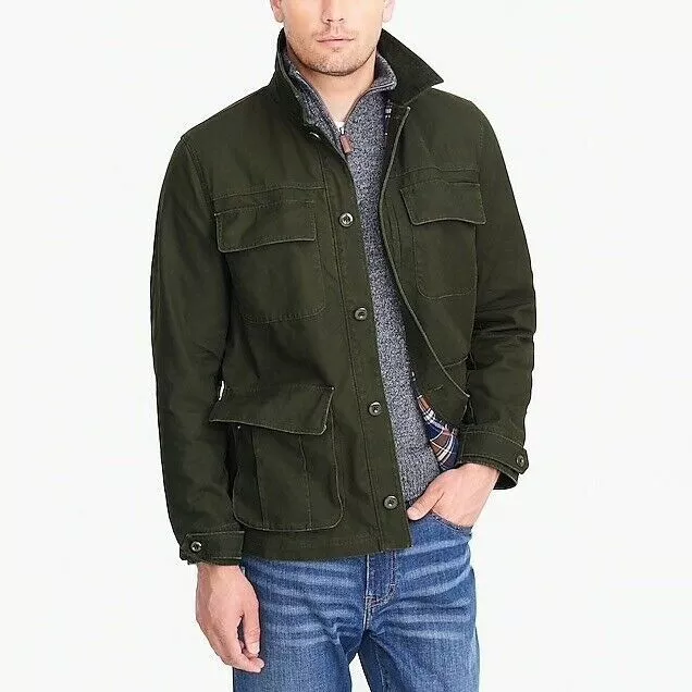 J.CREW MERCANTILE FLANNEL Lined Barn Jacket Olive Military Green Men s SMALL 59.99 PicClick
