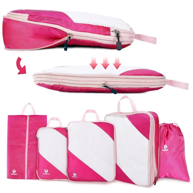 Organisateur Valise 10 Pièces - Sacs Compression, Sac à Chaussures, Pochettes - Gris - Pour Voyage, Valise Cabine - 8