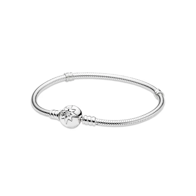 Authentic PANDORA Bracelet Sterling Silver Snake Starry Sky Ball Clasp #590735CZ